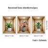 3Pcs Watercolor Realistic Potted Flower Plant Wall Stickers Removable For Bedroom Living Room Nursery Decoration Wall Decals