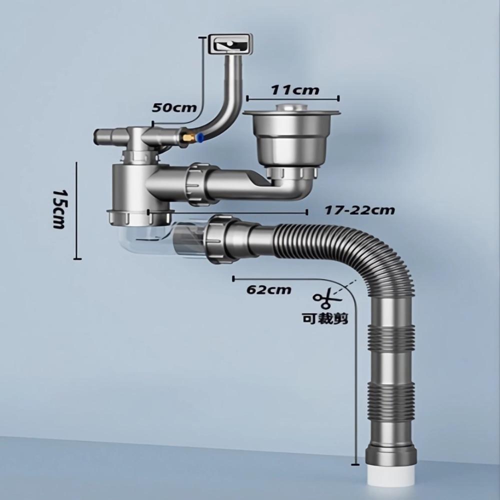 Easy Install Anti-Leak Drainage Kit Single/Double Bowl Sewer Replacement Pipe  Bathroom