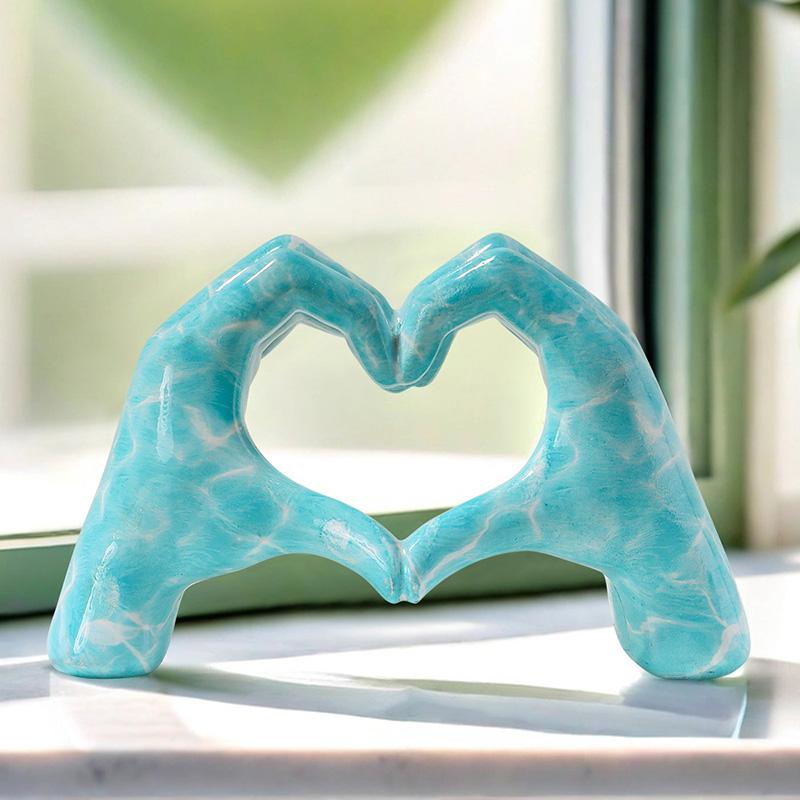 Water Transfer Small Love Gesture Sculpture, Resin Craft Ornament for Home, Bedroom, Living Room and Entryway Desktop Decoration