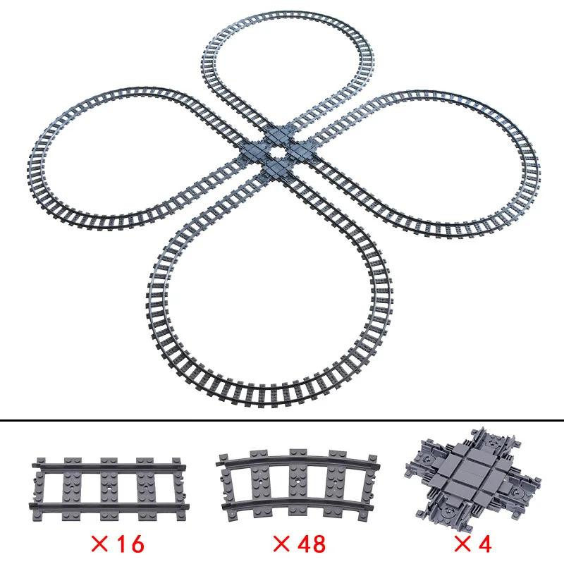 Compatible With LEGO MOC Railroad Bridge Train Track Combination Scene Building Blocks DIY Cross Track Bricks Toys Rail Car