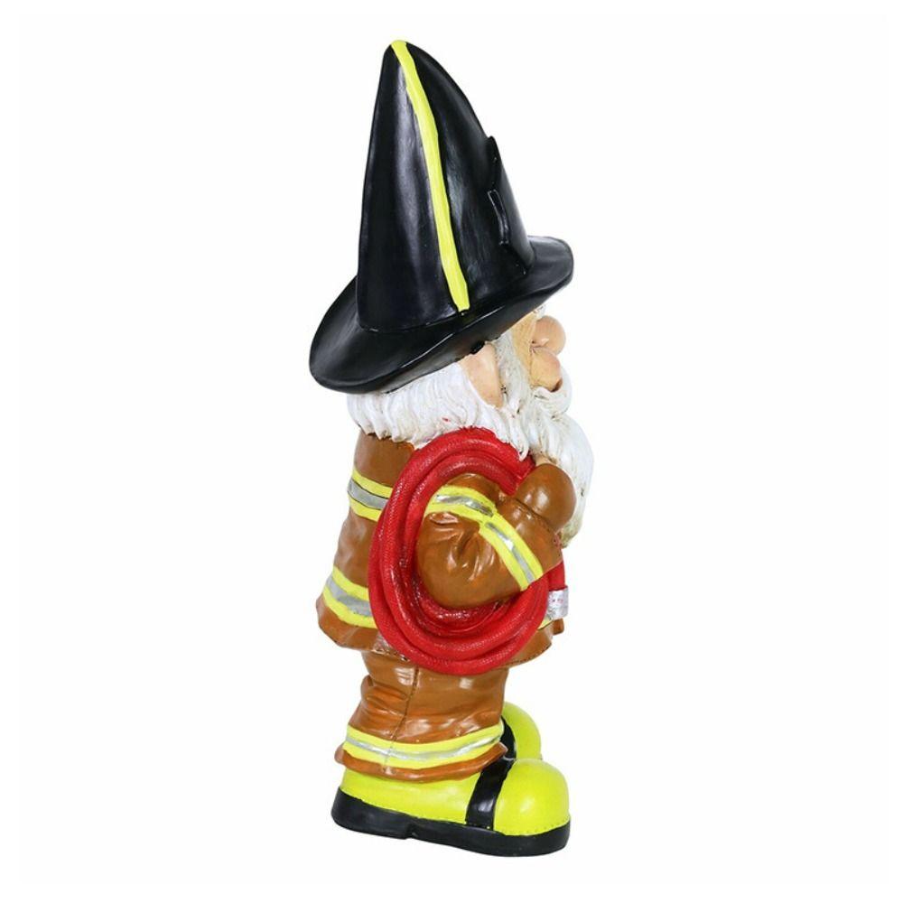 Patio Resin Sculpture Whimsical Home Office Decorations Ornament Gift Fireman Gnome Statue