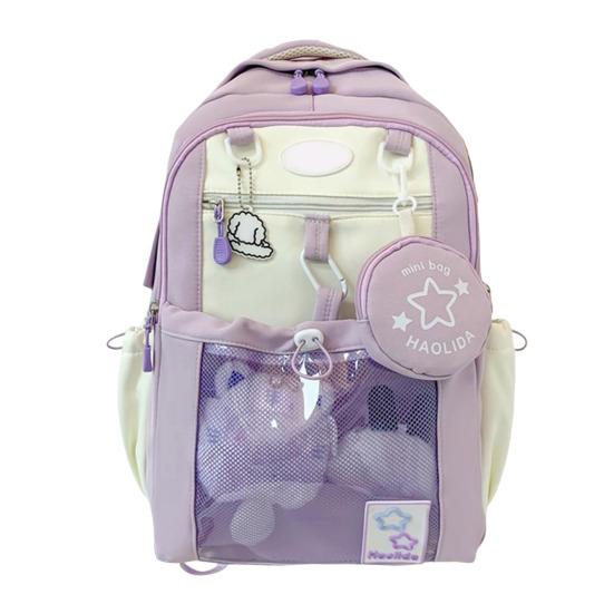 Girls Laptop Backpack Waterproof Backpack with Transparent Front Pocket Large Capacity Backpack with Padded Straps for School Street Travel
