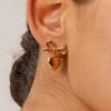 Cute Waterproof Stainless Steel Bow Heart Pendant Earrings for Women Gold Plated Romantic Fashion Ear Studs Elegant Zircon Gift