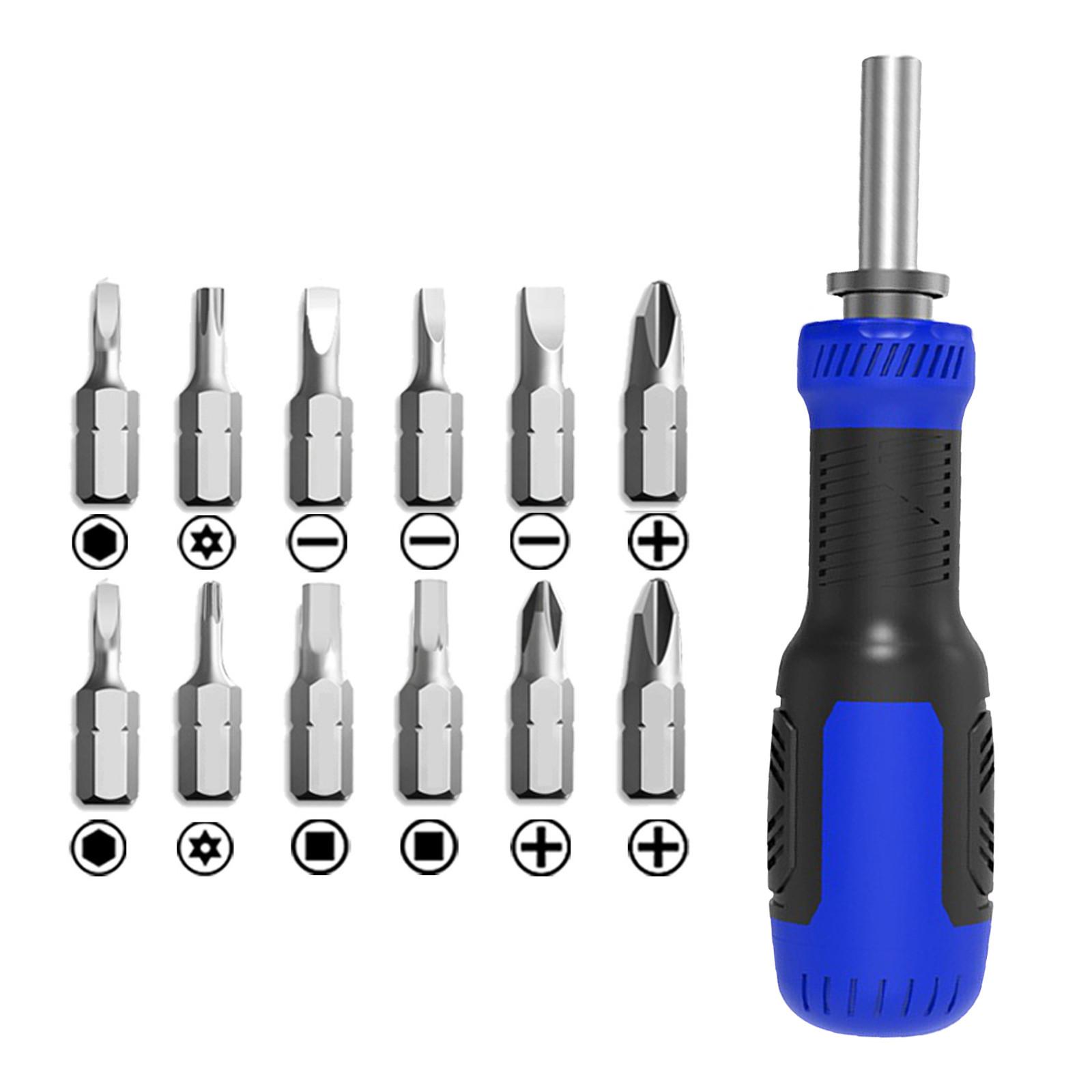 

13 in 1 Multi Function Screwdriver Set with Telescopic Handle Includes Various Bits for Home Repair and Electronics Maintenance One Size синий