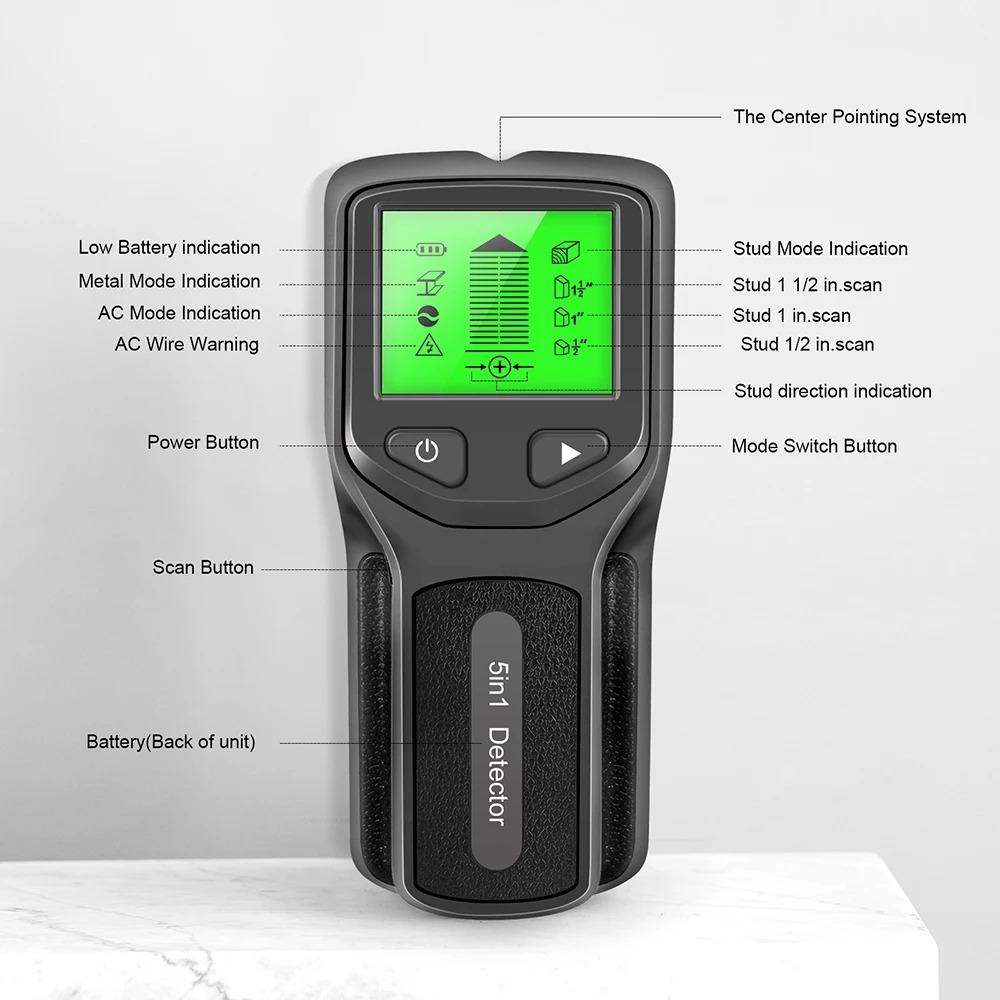 5 In 1 Wall Detector LCD Display Multifunctional Wall Metal Detector Smart Sensor Precise Positioning Instrument