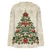 Women's Fashion Casual Slit Hem Round Neck Long Sleeve Loose  Printed T-Shirt Ladies Top