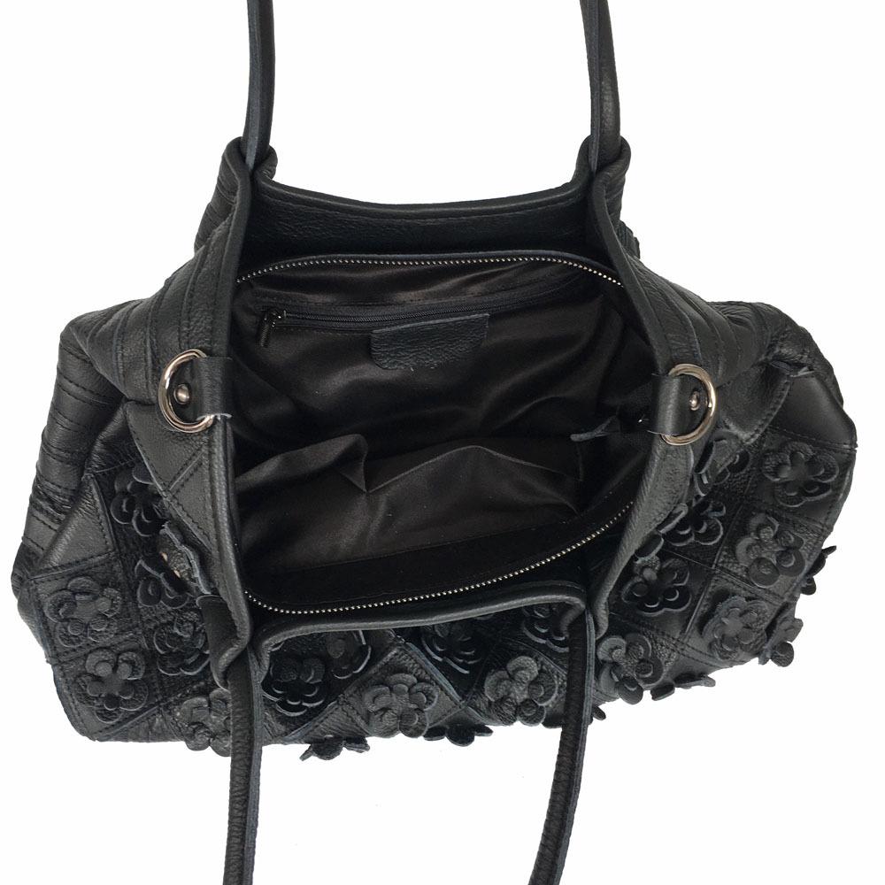 Vintage Květinová Dámská Crossbody Kabelka z Pravé Kůže – Design Diamantové Mřížky, Všestranná a Ležérní