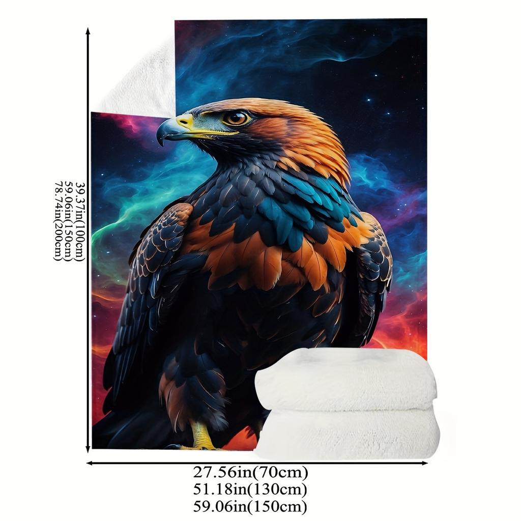 Goshawk Flannel Digital Print Blanket, Small Throw - Suitable for Sofa, Bed, Travel, Camping, Living Room, Office Chair