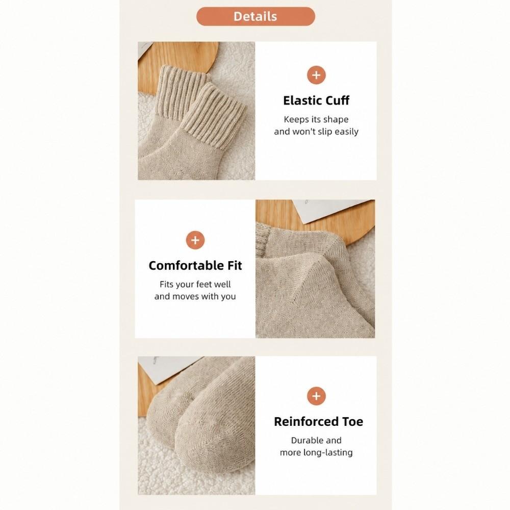 2/5Pcs Fleece Lined Men's and Women's Socks Ribbed Cuff Warm Socks Gifts Terry Socks Daily Wear