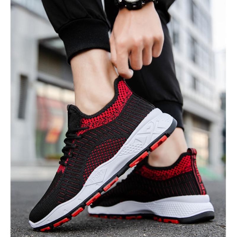Men's Sports  Shoes  Spring Korean Fashion Casual Shoes  Mesh Flying Woven Sports Running Shoes