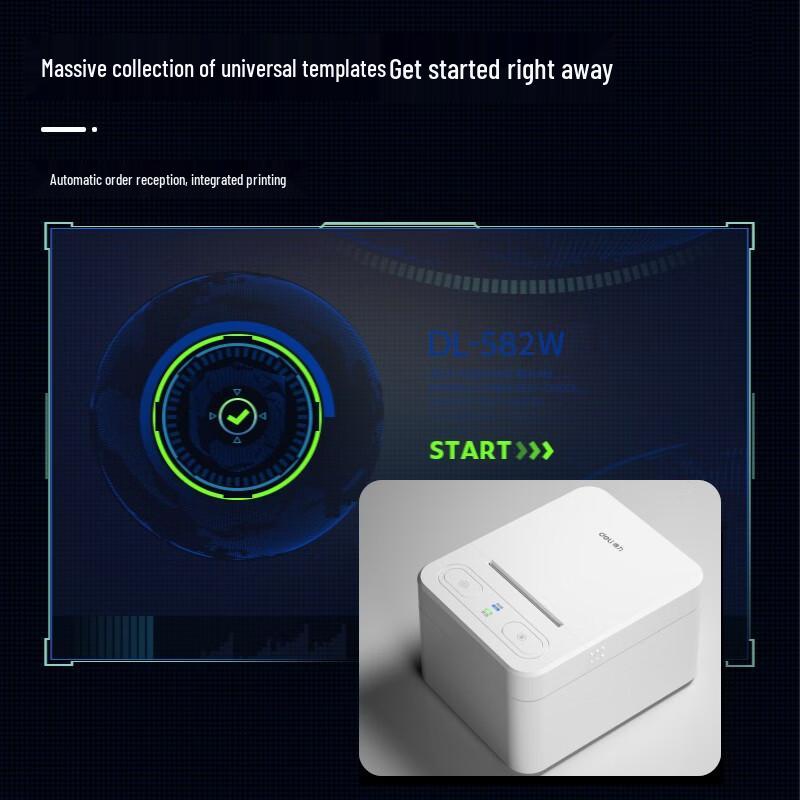 Deli DL-582Y Automatic Cloud WiFi Thermal Printer CN Plug (adapter Included)