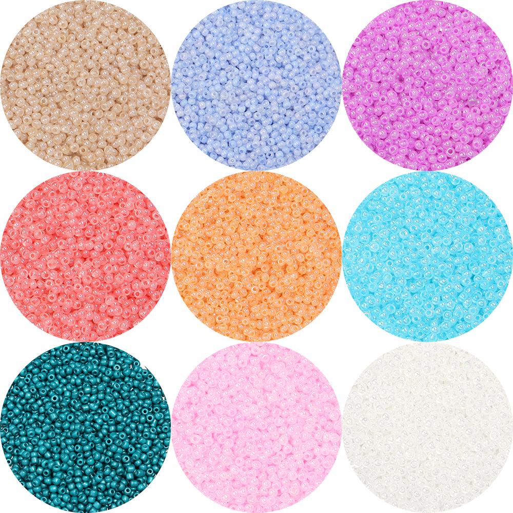 1260/6300Pcs 2mm Glass Seed Beads Czech Charm Crystal Spacer Glass Beads For Jewelry Making DIY Handmade Bracelet Accessories