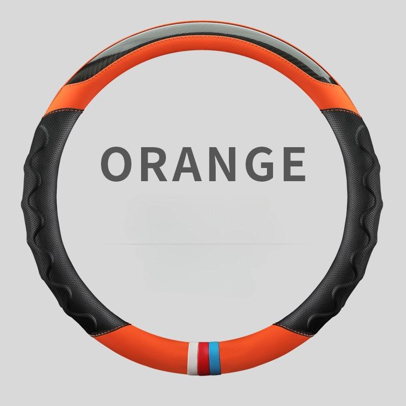 

Carbon Fiber Leather Steering Wheel Cover 38CM Universal Car Steering Wheel Case Auto Supplies Non-slip Car Steering Wheel Cover помаранчевий