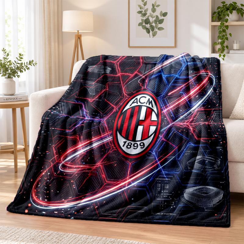 AC Milan Printed Flannel Blanket Warm Comfort Bed Throw For Indoor Home Decoration