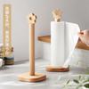 AIDUCHO Wooden Kitchen Paper Holder, Paper Towel Holder, Roll Holder, Freestanding Kitchen Utensil Storage Item, One-Hand Tear (Wood Color, Flower Pat