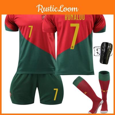 Conjunto de Camiseta de Fútbol de Portugal para Niños Camiseta de Fútbol de la Copa del Mundo Camiseta Número 7 de Cristiano Ronaldo Traje Deportivo