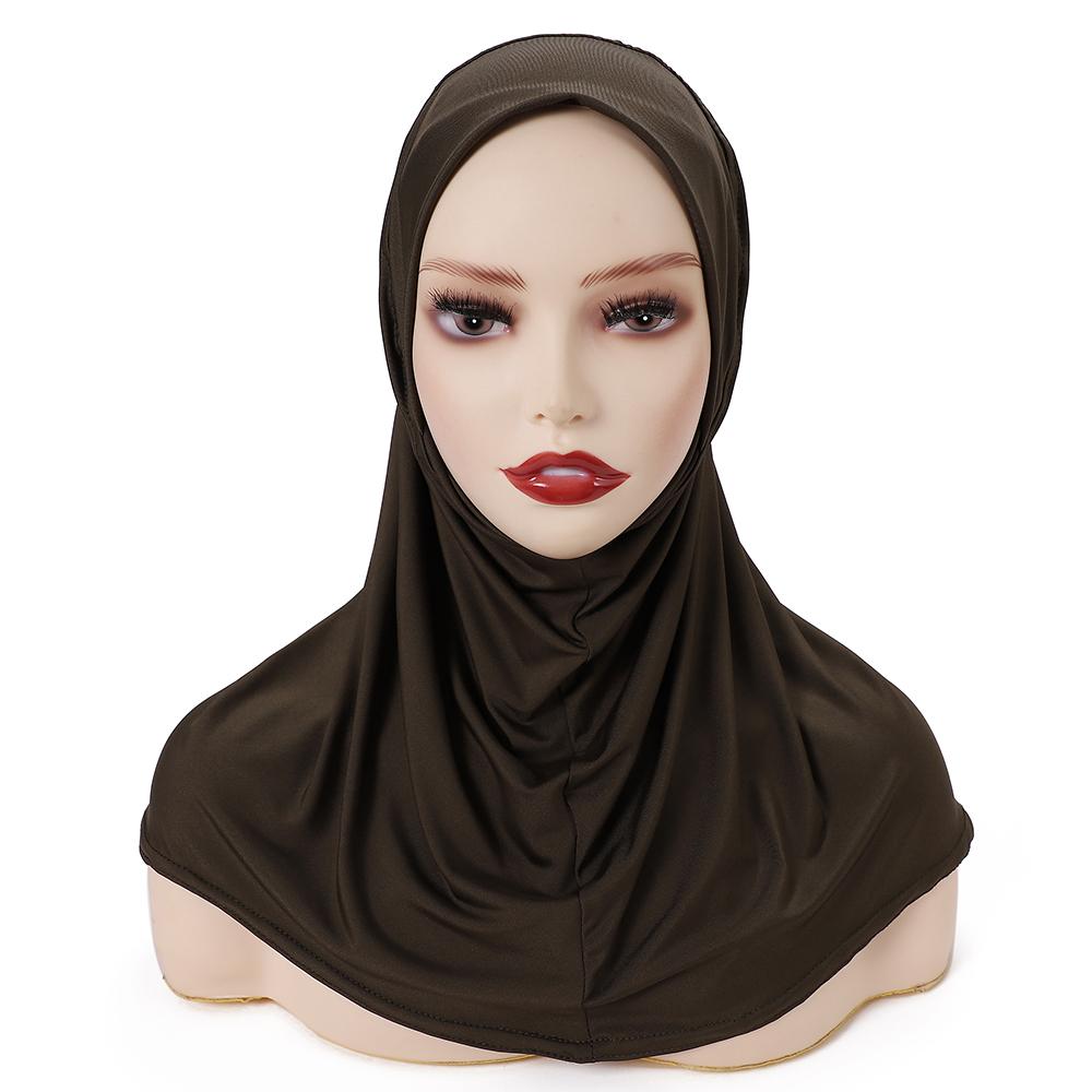 Stretch Turban Cap Hijab Islamic Full Cover Underscarf Bonnet Ready To Wear Snap Fastener Instant Hijab For Muslim Women