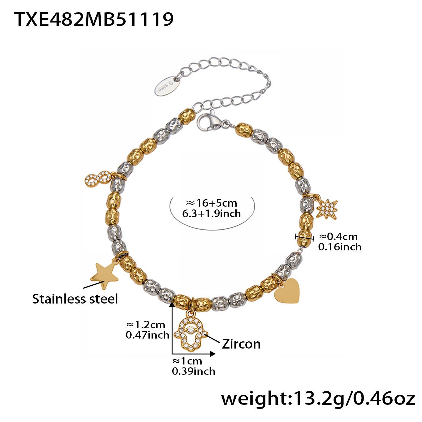 Qiong Yao Multicolor Zircon Star & Heart Pendant Bracelet with Electric Round Beads