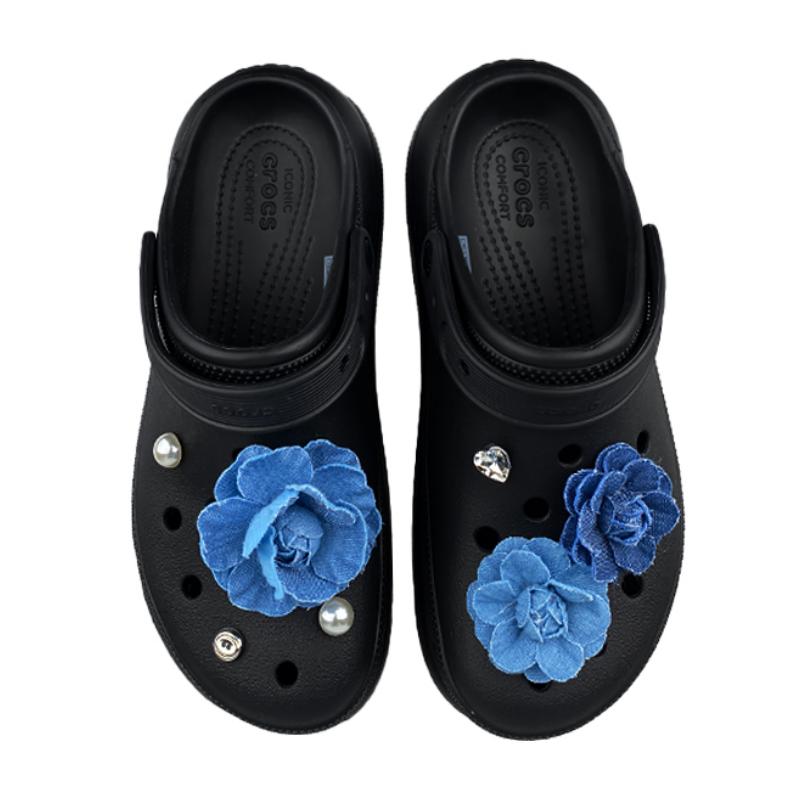Crocs Crush Clog Classic Clog EVA ZR Zhiran Rose Pearl Blue Enchantress Comfortable Stylish Casual Clogs Unisex Black and Blue