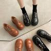 Camellia Embroidered Small Leather Shoes Retro Leather Thick-soled 2025 New Spring and Autumn Flat-soled Single Shoes