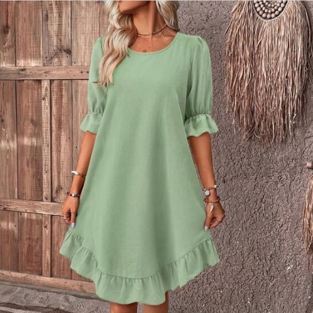Plus Size Casual Volné Mid šaty pro ženy Letní elegantní vintage šaty A-Line Dámské bavlněné lněné šaty