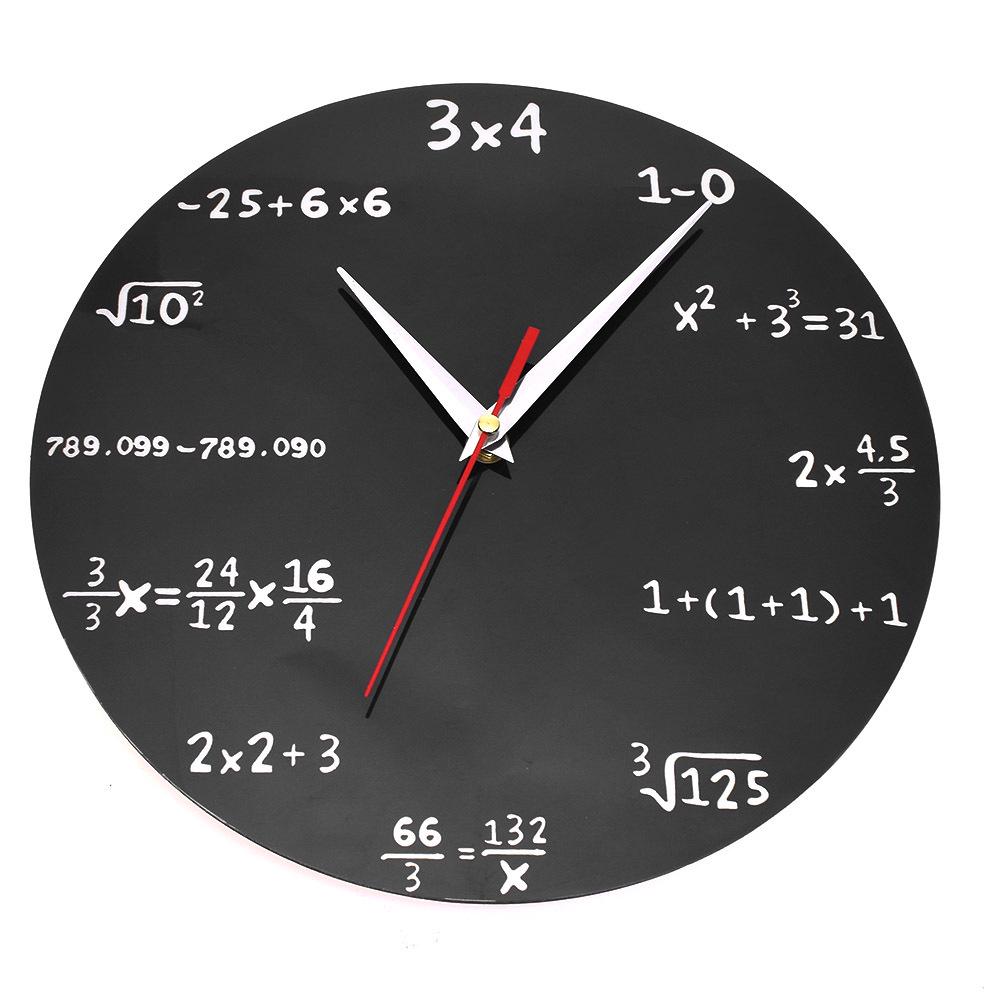Simplistic European Wooden Wall Clock with Digital Math Function Design - Silent Movement