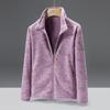 Höstvinter Standkrage Fleece Sweatshirt för Herr och Dam - Större Storlekar, Lös Passform, Korallfleece Sport Cardigan Jacka