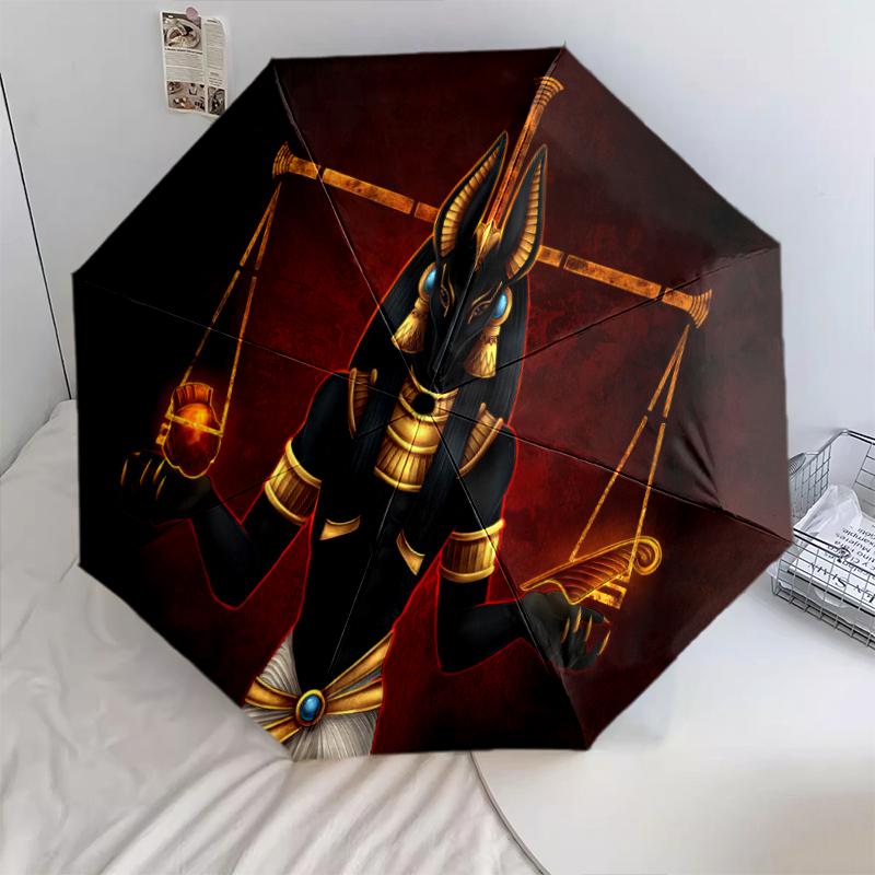 1PC Anubis Umbrella Portable Folding Umbrella Iron Frame Hole Bone Structure Outdoor Home Umbrella A11