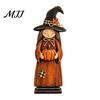Vintage Style Witch Party Supplies Wooden Figurine, Halloween Statues with Rustic Home Decor Broom Pumpkin Black Cat, Fall Farmhouse Tabletop