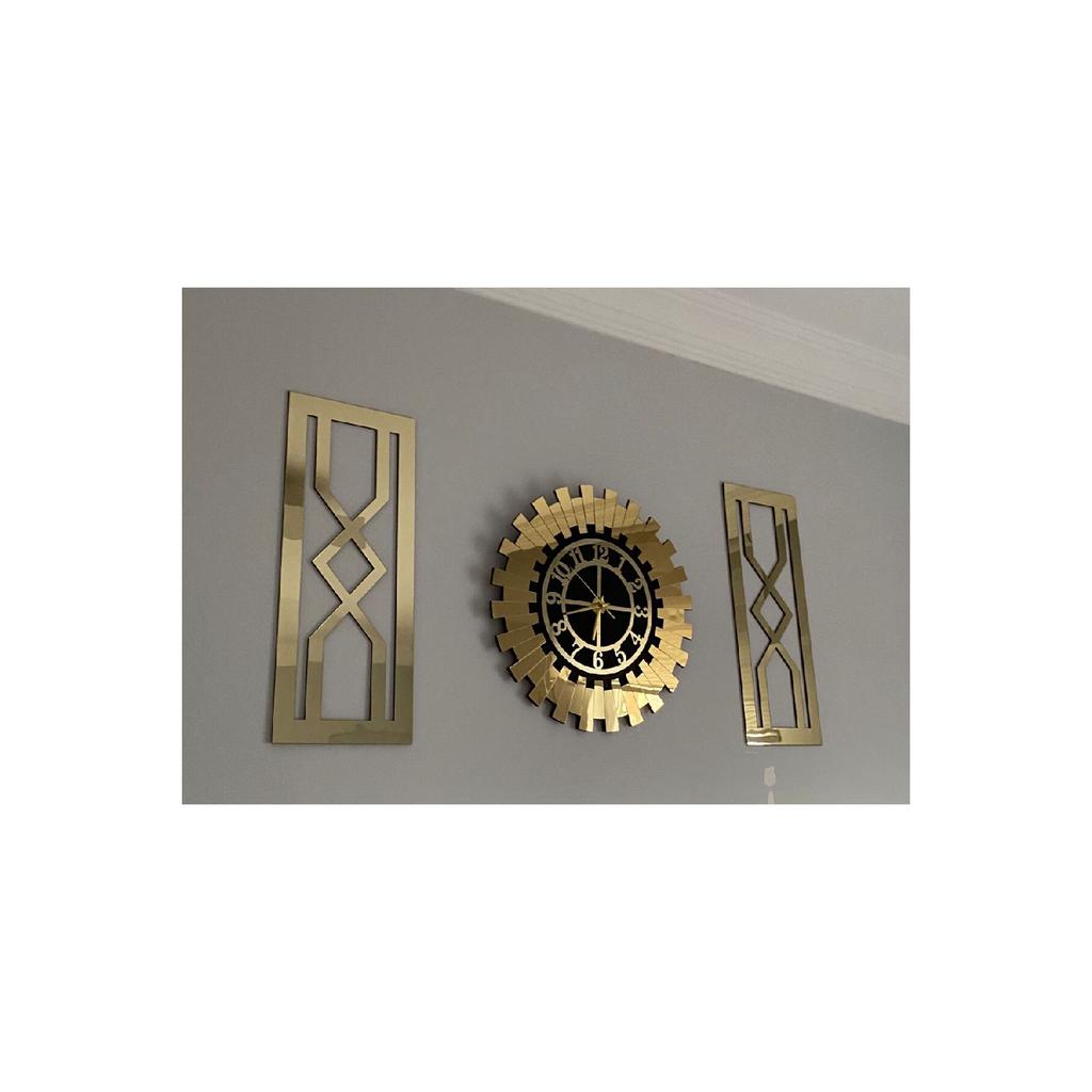 Dekorative Wanduhr Gold, 3er-Set, 60 cm, stilvolle türkische Ziffernuhr, moderne 30 x 70 cm Sanduhr-Gemälde