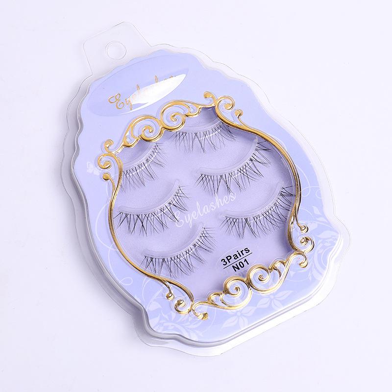 Novice Grafting False Eyelashes Natural Simulation 3 Pairs Of Cross-Curled Transparent Plain Super Soft Short