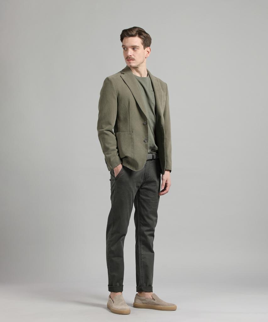 PANICALE Charcoal Embroidered Point Cotton Pants (Type A)
