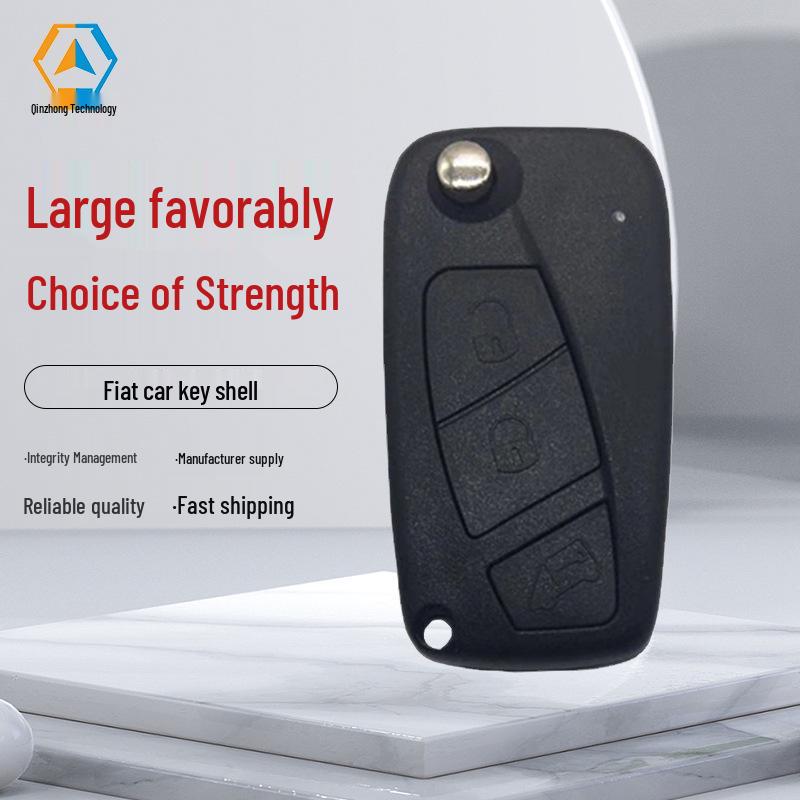 Fiat 3-Button Folding Car Key Shell with Back Cover