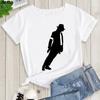 Mens and Kids Summer Shirt Pop King Michael Jackson Womens Printed Shirt Harajuku Casual White Top Womens Trendy Rock Shirt