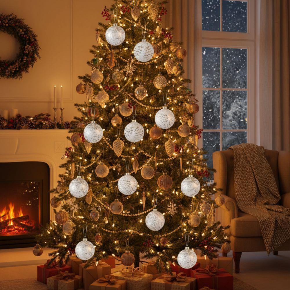 12pcs Shatterproof Christmas Hanging Balls Vintage Xmas Tree Decoration  Home Decor