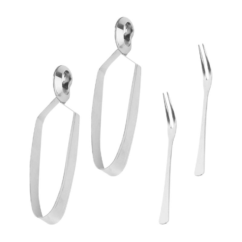 4 Pcs Stainless Steel Snail Tong Fork Set Kitchen Utensils Escargot Dining Tools Baked Accessories (Silver,15.50X2.70X1.50CM) серебряный