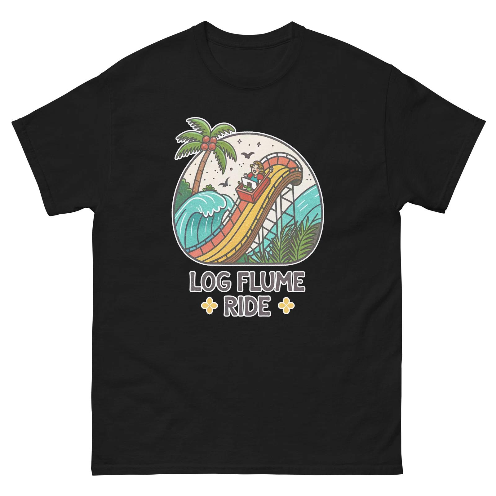 Log Flume Ride Carnival Fair Amusement Park T-Shirt L