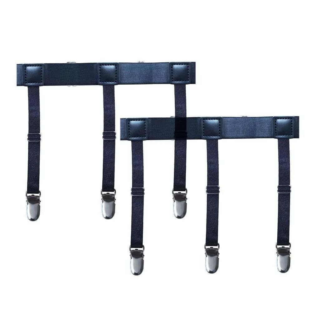 1 Pair Elastic Shirt Holder Stays Three Clip Thigh Suspender Garter Socks Fastener Clip Men Women
