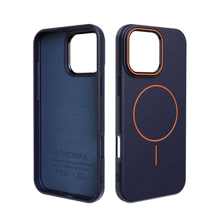 Magnetický ultratenký PU kožený kryt na telefon s texturou liči pro iPhone 16/15/14/13/12/11 Pro Max 16 Plus Kompatibilní s bezdrátovým nabíjením Tenký kryt na telefon