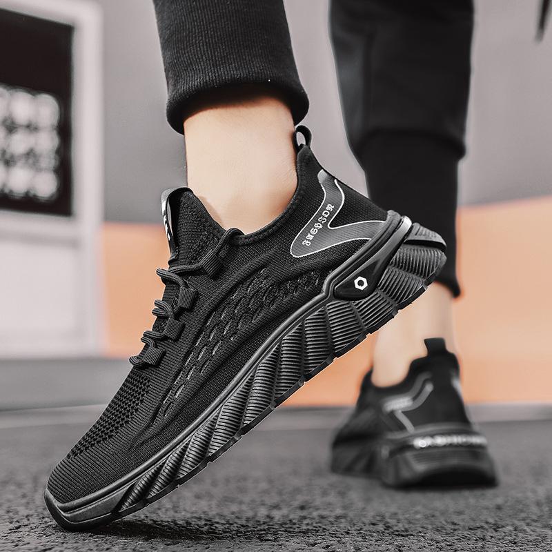 

Мужская обувь осень дышащая дезодорирующая для бега повседневная 2024 новая обувь для бега летающая тканая сетчатая обувь для путешествий сетчатая спортивная трендовая обувь 44 чёрный