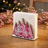 Kitchen Bar Counter Decoration Wooden Christmas Napkin Holder, Gnome/Christmas Tree/Snowman Shape, Pink Solid Wood Dispenser Stable Organizer