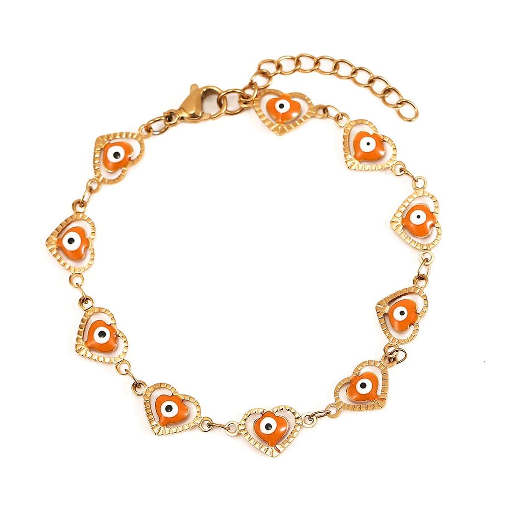 Fashion Stainless Steel Bracelet Loving Evil Eye Enamel Bead Jewelry Men and Women Devil Eye Bracelet Mexico Turkish Boho Gifts