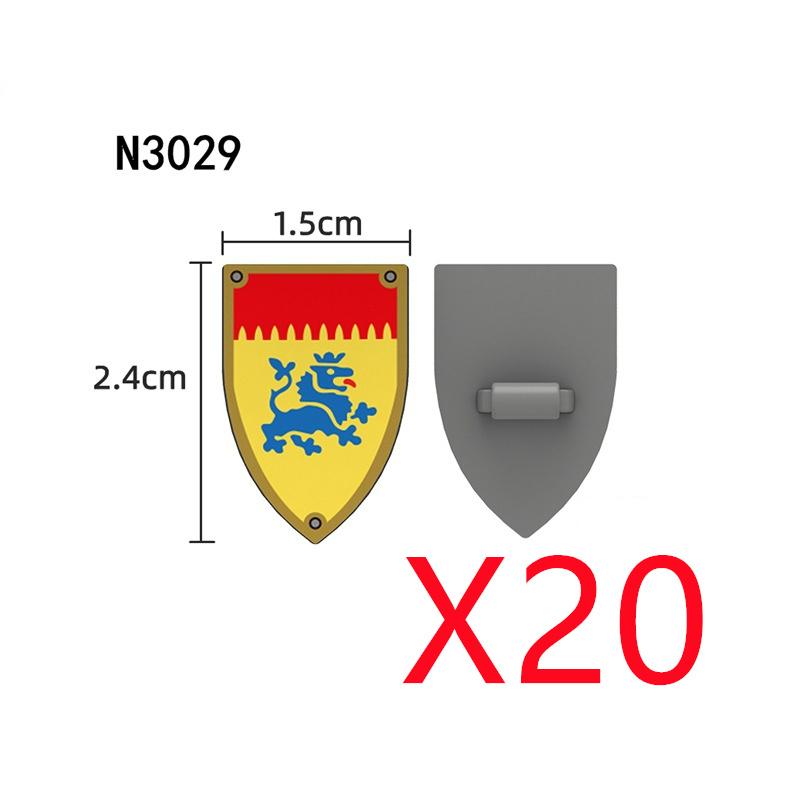 MOC Medieval Military Building Blocks Accessories Ancient Castle Knight Armor Viking Round Dragon Shield Flag Brick Toy Gift R62