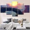 5 Pieces Red Skyrim Sunrise Seascape Canvas Wall Art Picture Modern Home Decor Aesthetic Interior Room Decoration Paintings