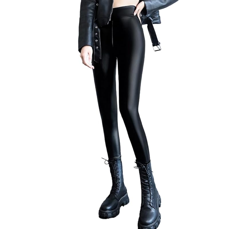 

[miniministore] Leather leggings pants brushed lining skinny pants ladies high waist faux leather pants Slightly brushed lining slim pants winter