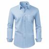 Men's High-End Long-Sleeve Stretch Dress Shirt - European & American Sizes, Solid Color Business Casual Top