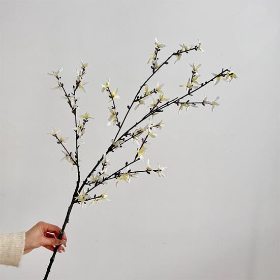45 Inch Artificial Forsythia Flower Branches Fake Spring Forsythia Stem Faux Winter Jasmine Branches for Vase Floral Arrangement Party Home Decoration