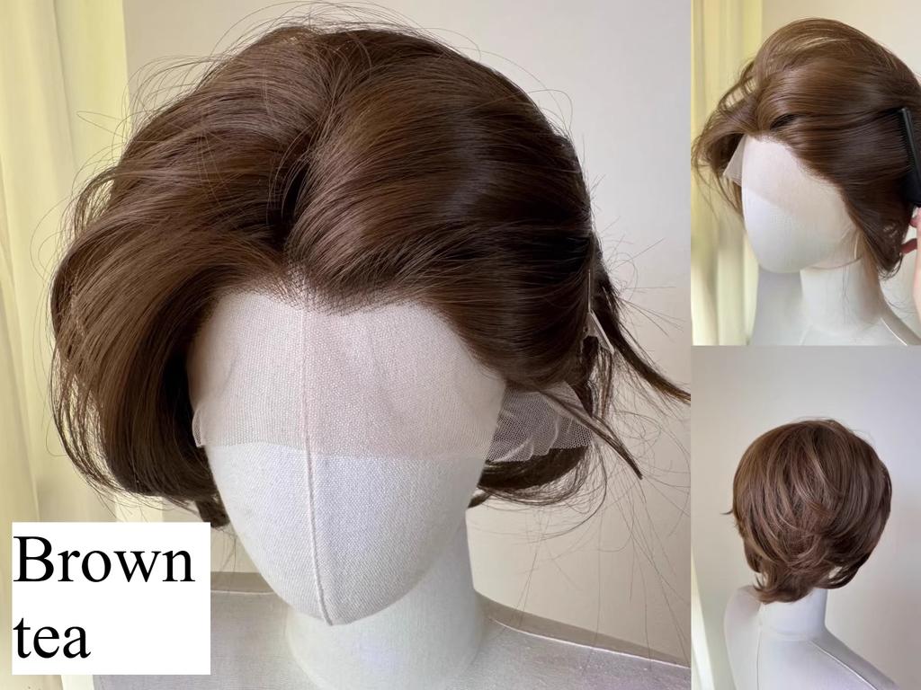Perucă Blondă cu Dantelă pe Margine Scurtă pentru Bărbați 13*4 Peruci Sintetice cu Dantelă Păr de Înaltă Calitate Peruci cu Dantelă pe Margine Multiple Culori Disponibile