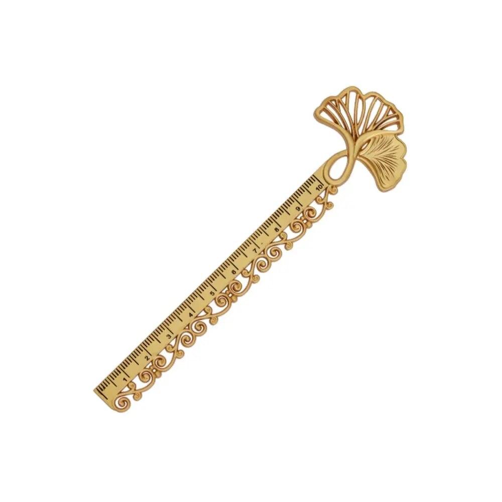 1Pc Vintage Metal Hollowed Butterfly Ginkgo Fine Carving Ruler Measuring Tool Multi-functional Straight Ruler Bookmark School Supply