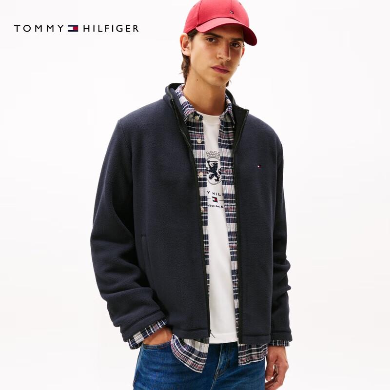 Tommy Hilfiger Men's Lightweight Fleece Stand-Up Collar Cardigan